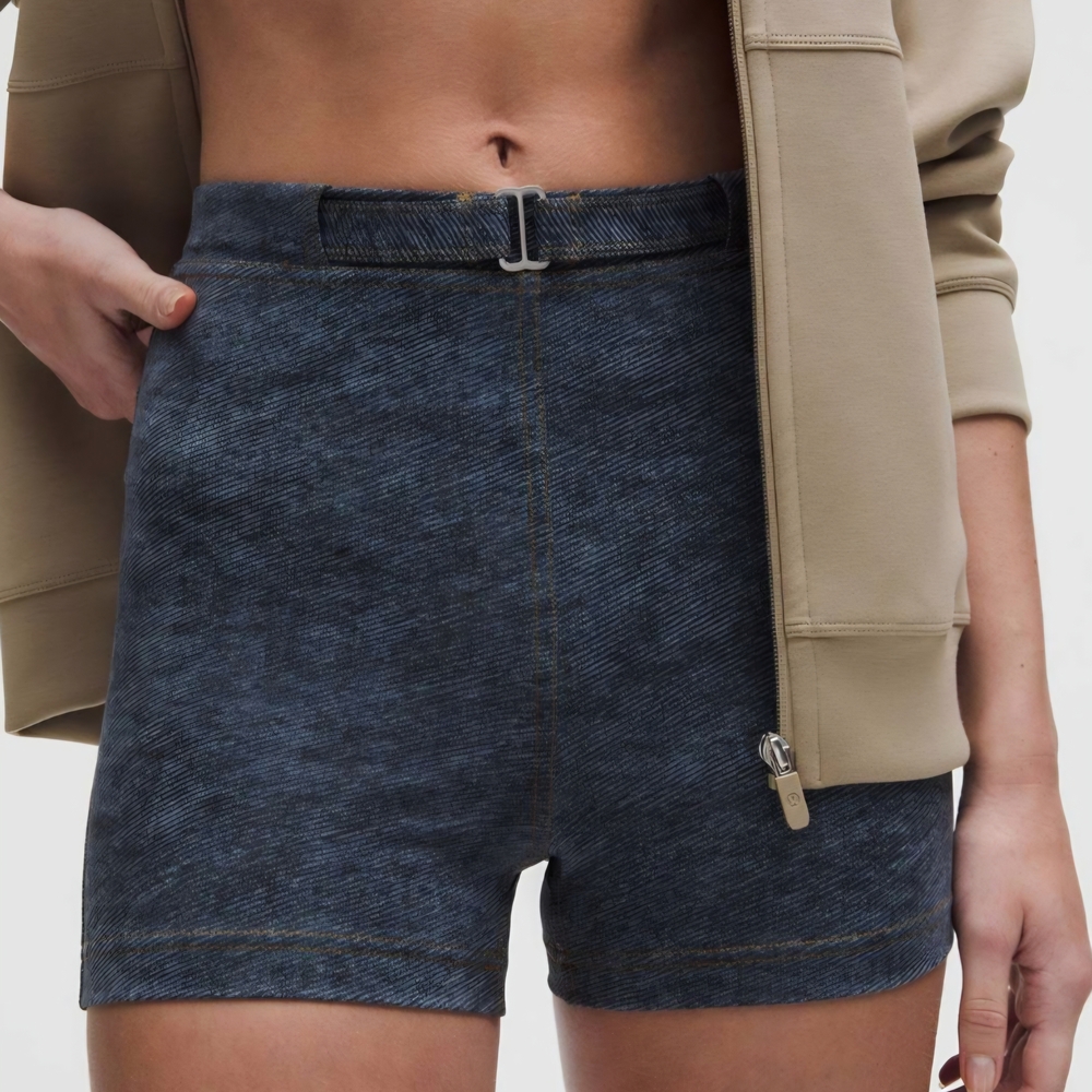 lululemon High Waist Denim Blue Shorts